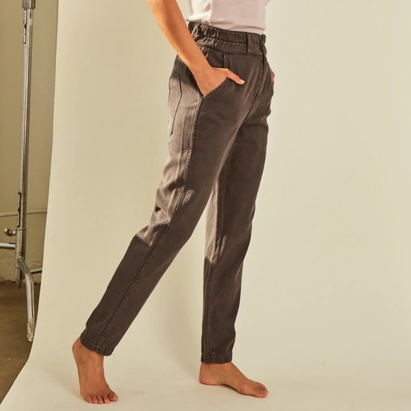 AMO Drapey Trouser in Washed Black 28 - Picture 3 of 14